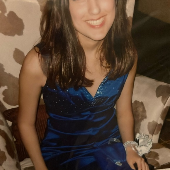 Cobalt blue mermaid gown with rhinestones, small - Picture 6 of 10